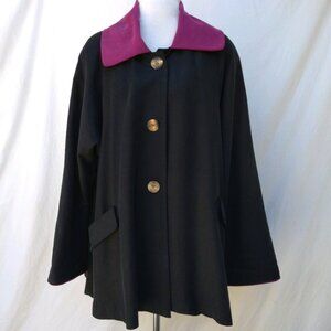 Via Ripatti Black & Magenta Silk Coat - L